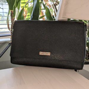 Kate Spade Perry Leather Crossbody Handbag - Black/Gold
